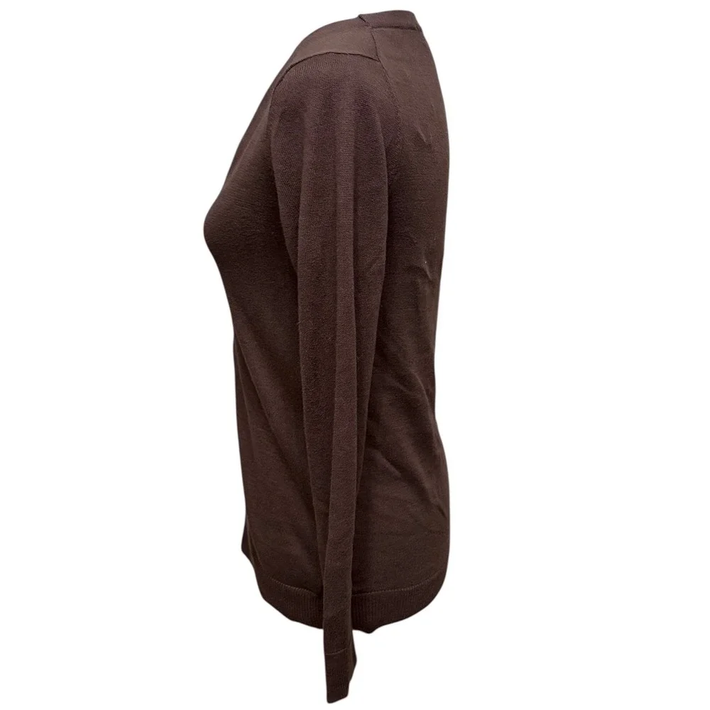 NWT Michael Kors Brown Zip Front V Neck Long Sleeve Cardigan Sweater Size S‎